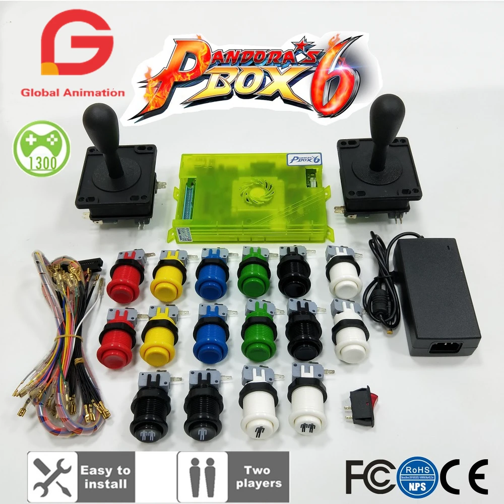 

2 Player DIY Arcade Kit Pandora Box 6 1300 In 1 Home Game Board And American Joystick HAPP Style Push Button For Arcade Machine