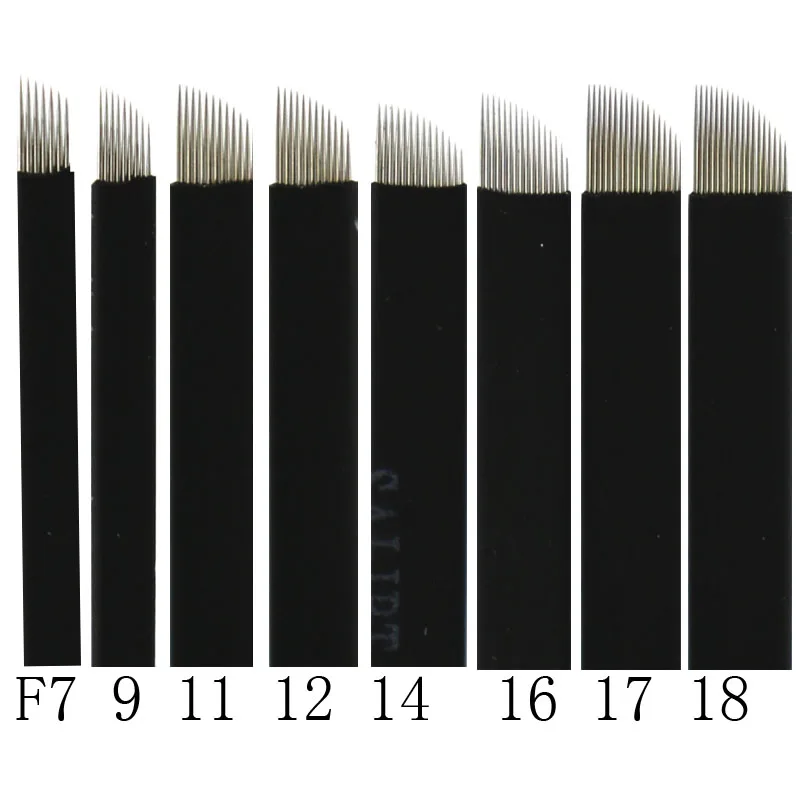 

100pcs 0.18mmmm Lumina 17/9/11/12/14/16/17/18/21 flex Needles Permanent Eyebrow Makeup Blade Manual Eyebrow Tattoo Curved Blade