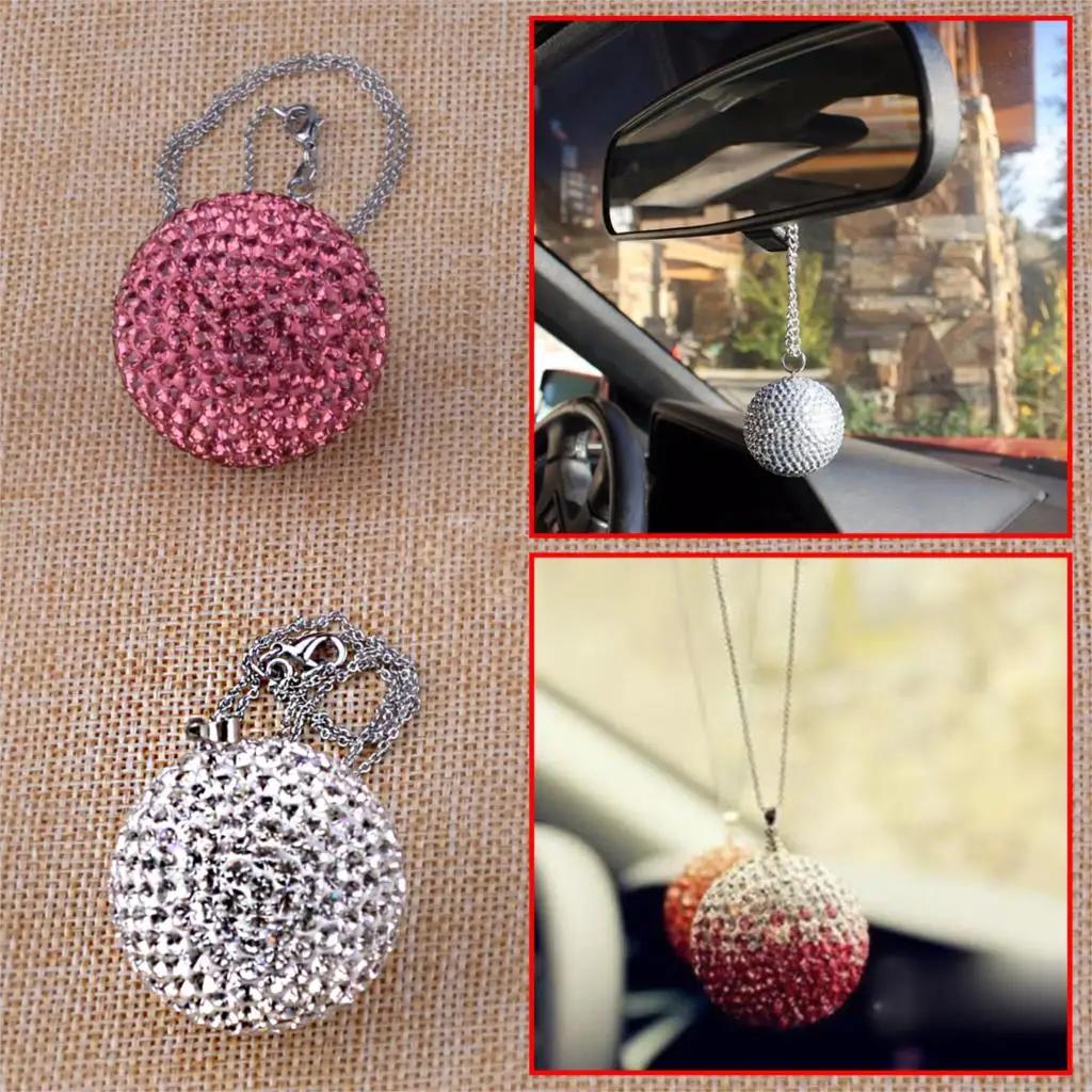 DWCX 1Pc Car Rear View Mirror Charm Crystal Bling Ball Rhinestone