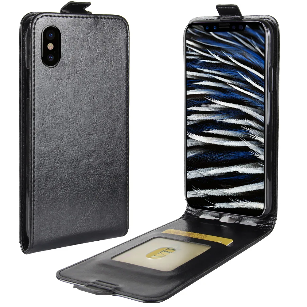 Luxury Vertical PU Leather Flip Wallet Case Cover For APPLE iPhone X UP