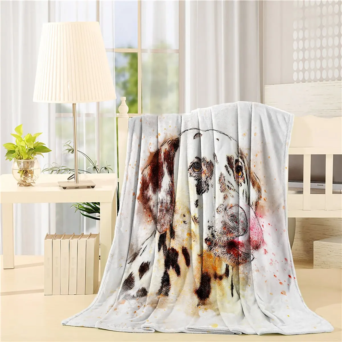 Art Color Illustration Dog Blue Style Throw Blankets For Couch All
