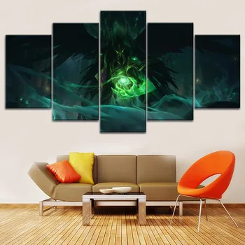 

5 Piece Framed Canvas Printing Game League of Legends Swain Pictures Type Style Home Decorative Wall Artwork Modular Pictures