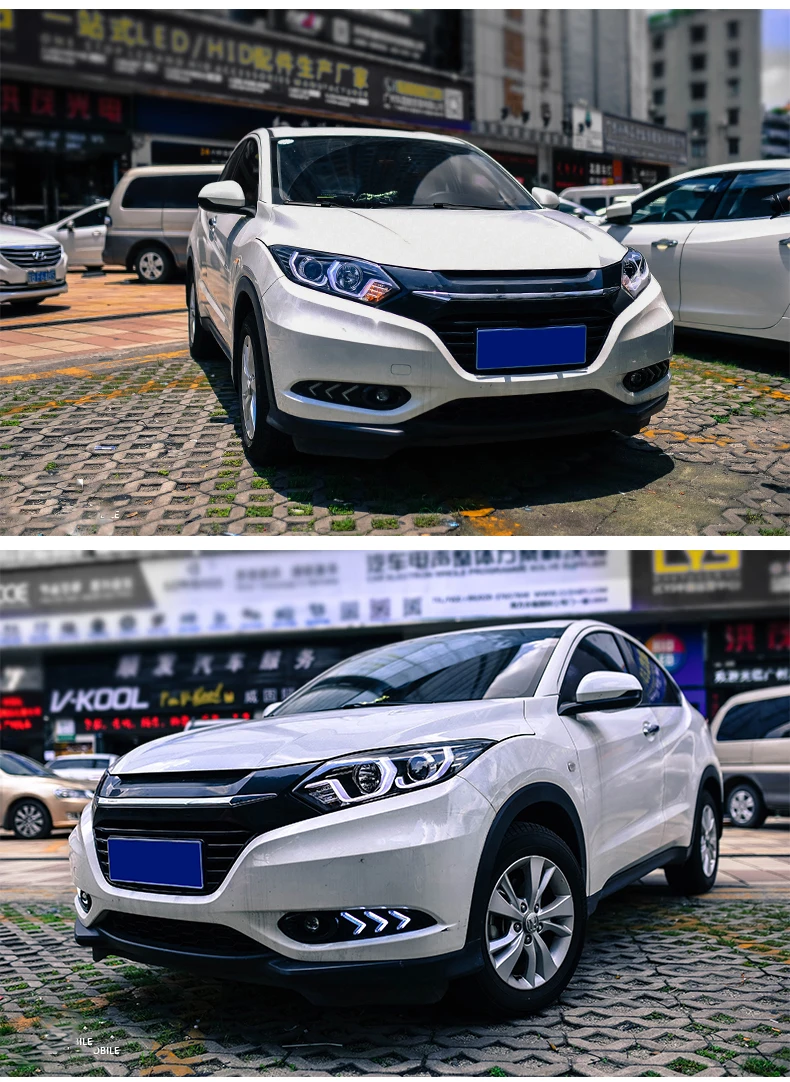 Для HONDA HRV HR-V Vezel светодиодный налобный фонарь Биксеноновые линзы проектора год Vezel фары HID комплекты с DRL