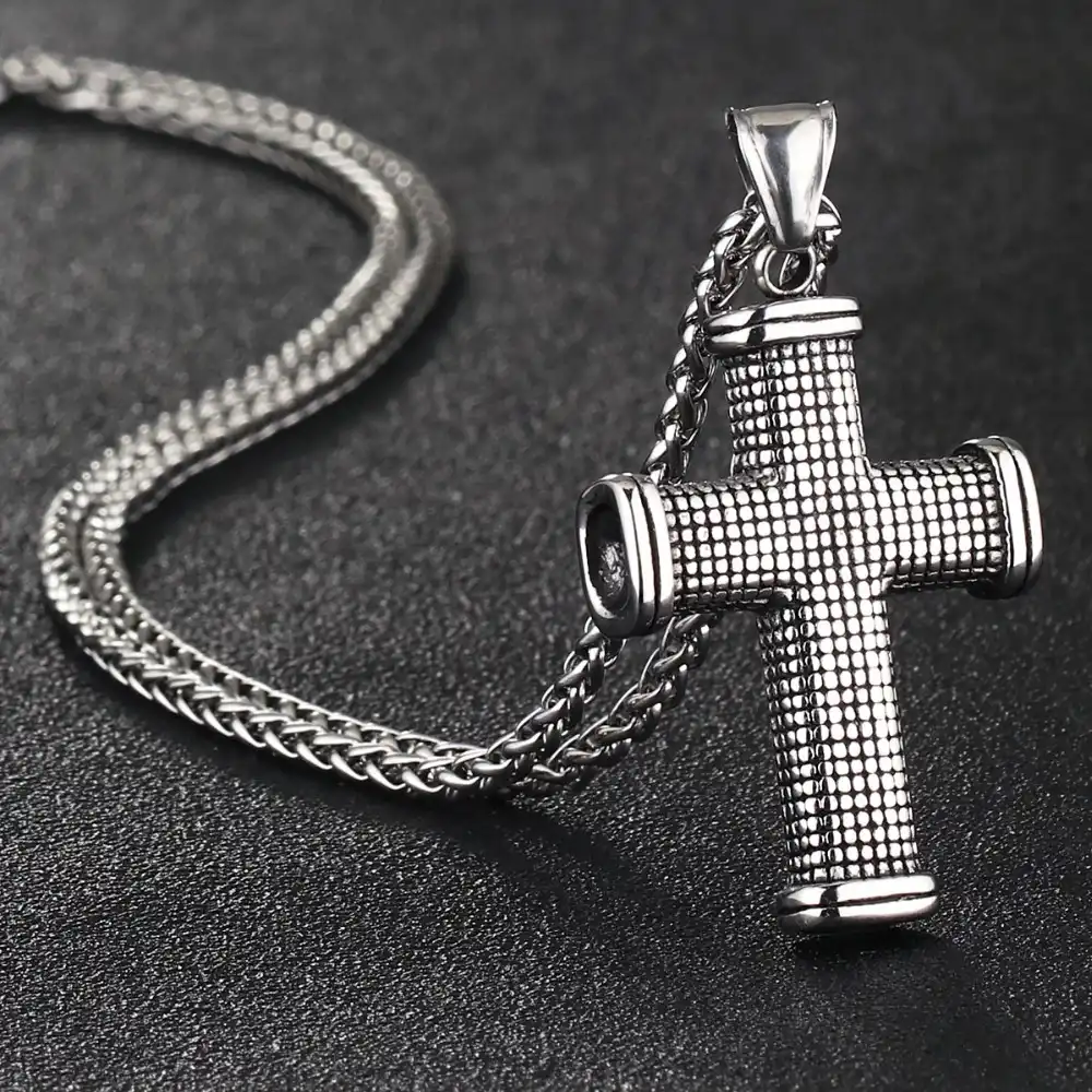 Kalen New Trendy Cross Chain For Men High Polished 60cm Stainless Steel Gold Color Cross Jewelry