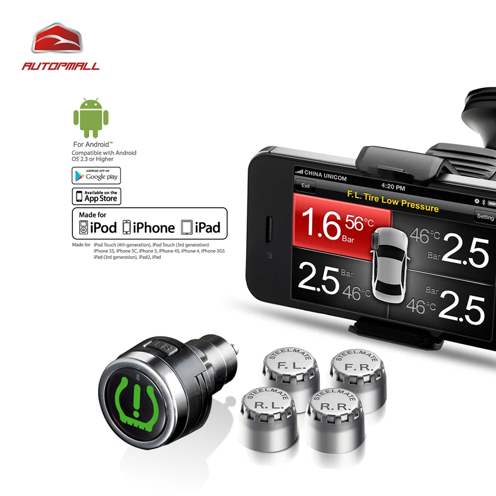 Car Tire Pressure Monitor TPMS 8886 External Sensor Bluetooth