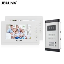 JERUAN New 7″ Video Intercom Apartment Door Phone System 2 White Monitor 1 HD Camera for 2 Household In Stock Wholesale