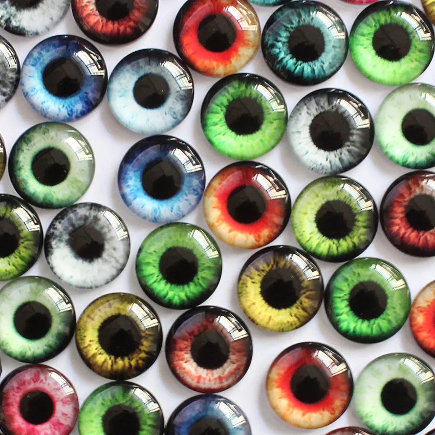 Onebeading 6mm Random Mixed Toys Dolls Eyes Round Glass Cabochons Flatback Photo For Charm Base Accessories Paired 50pcs K06139