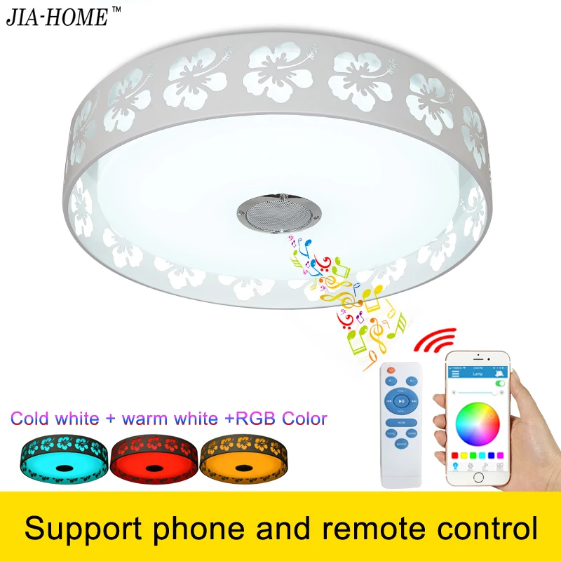 

Bluetooth led flush mount ceiling lights for party with speaker and remote or phone app control dome ceiling light fixtures