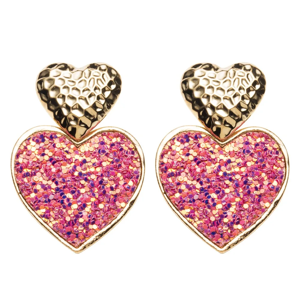

KMVEXO 2019 Sequins Leather Earrings for Women Jewelry Statement Heart Dangle Drop Earings Wedding Gifts Pendientes Mujer Moda