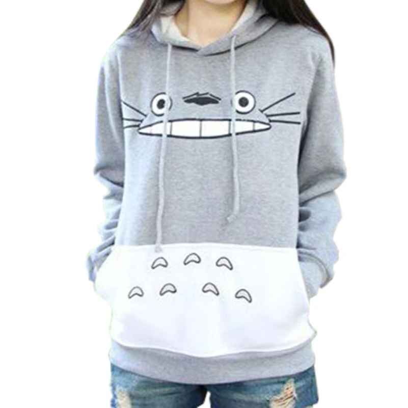 Cartoon Totoro Print Women Hoodies Sweatshirts Hooded