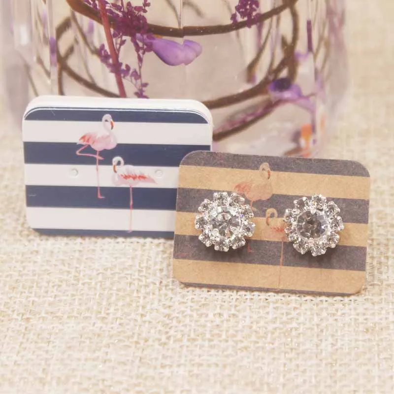 

100pcs Flamingos Stripe Kraft Cards Colorful Earring Cardboard Popular Selling Marbing Style Newest Design Custom Card 3.5x2.5cm