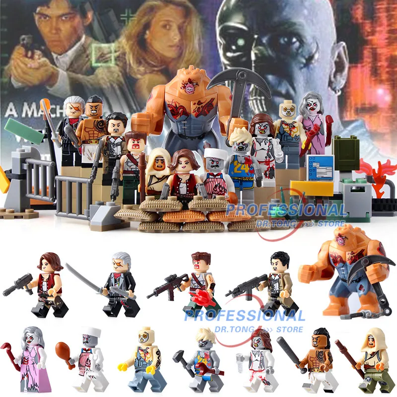 

DR.TONG Single Sale Ky1900 Zombie Army Figure Set Biochemical Alice Walking Dead Military Building Blocks Model Bricks Toys