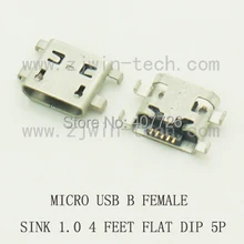 10 шт./лот Micro USB разъем 5Pin тип B женский джек Совета Раковина 1.0 DIP 4 ФУТА ПЛОСКИМ РОТ