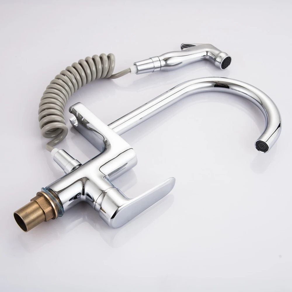 Spring Style Kitchen Faucet Brushed Nickel Faucet Pull Out All Around Rotate Swivel 2-Function Water Outlet Mixer Tap Torneira4