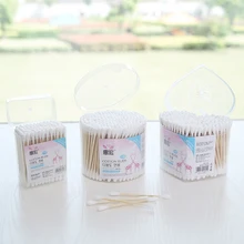 100/150/200/250/300 шт./упак. одноразовые ватные тампоны для чистки ушей для макияжа 5 видов стилей Хлопок Удочка из стекловолокна двойные стержни