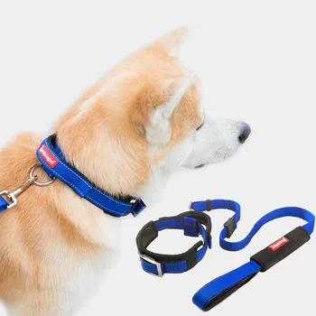 

OUYXR Collar Nylon Harness Adjustable Durable Leashes Set Pet Safety Belt Nylon Dog Lead Collar For Dog Training Walking