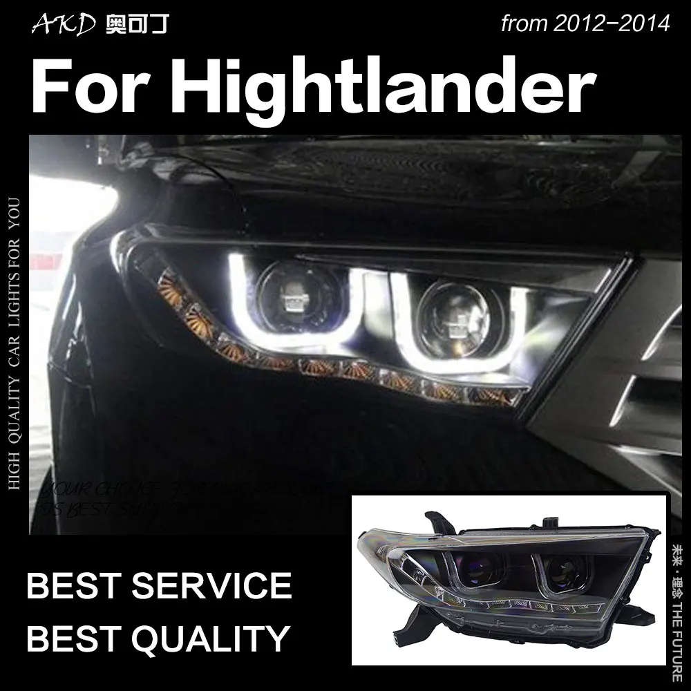 AKD автостайлинг фары Toyota Highlander 2012 2014 Светодиодная… для Kluger DRL Hid ангельские глазки