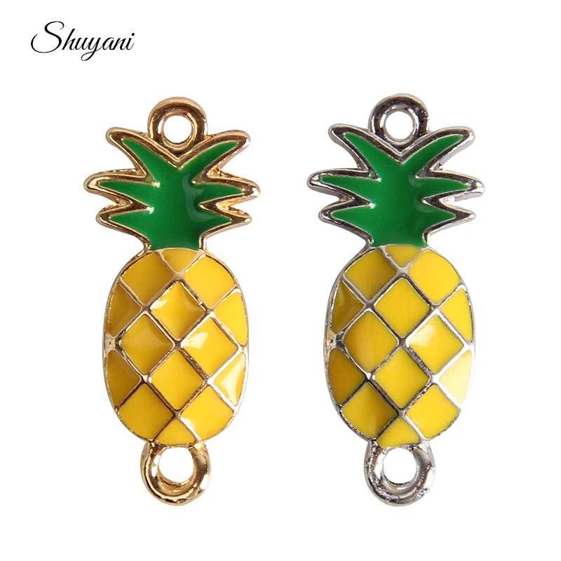 

27*12mm Pineapple Fruit Charms Pendant Enamel Oil Alloy Pineapple Connector Charms for Necklace & Bracelet Jewelry Making DIY