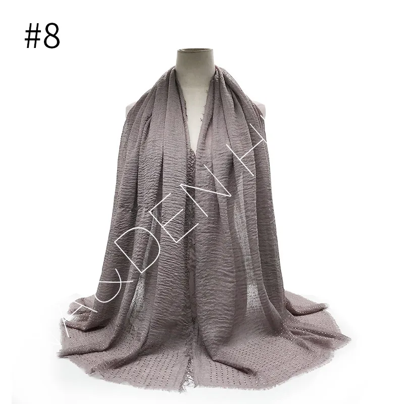 8 NEW diamond Plain wrinkle hijab scarf women crinkle scarves and shawls fashion soft head scarf muslim skin hijabs - Цвет: 8