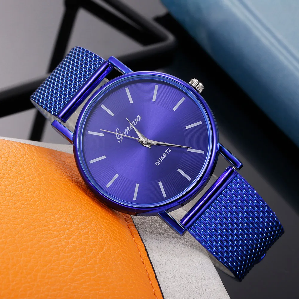 Женевские часы для женщин кварцевые часы женские высококачественные синие стеклянные жизни водонепроницаемые Выделенные наручные часы montre Браслет femme 03