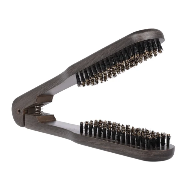 Double Sided Straightening Hair Brush Comb Clamp Hairdressing Double Sided Straightening Hair Brush Comb Clamp Hairdressing Natural Bristle Styling Tools