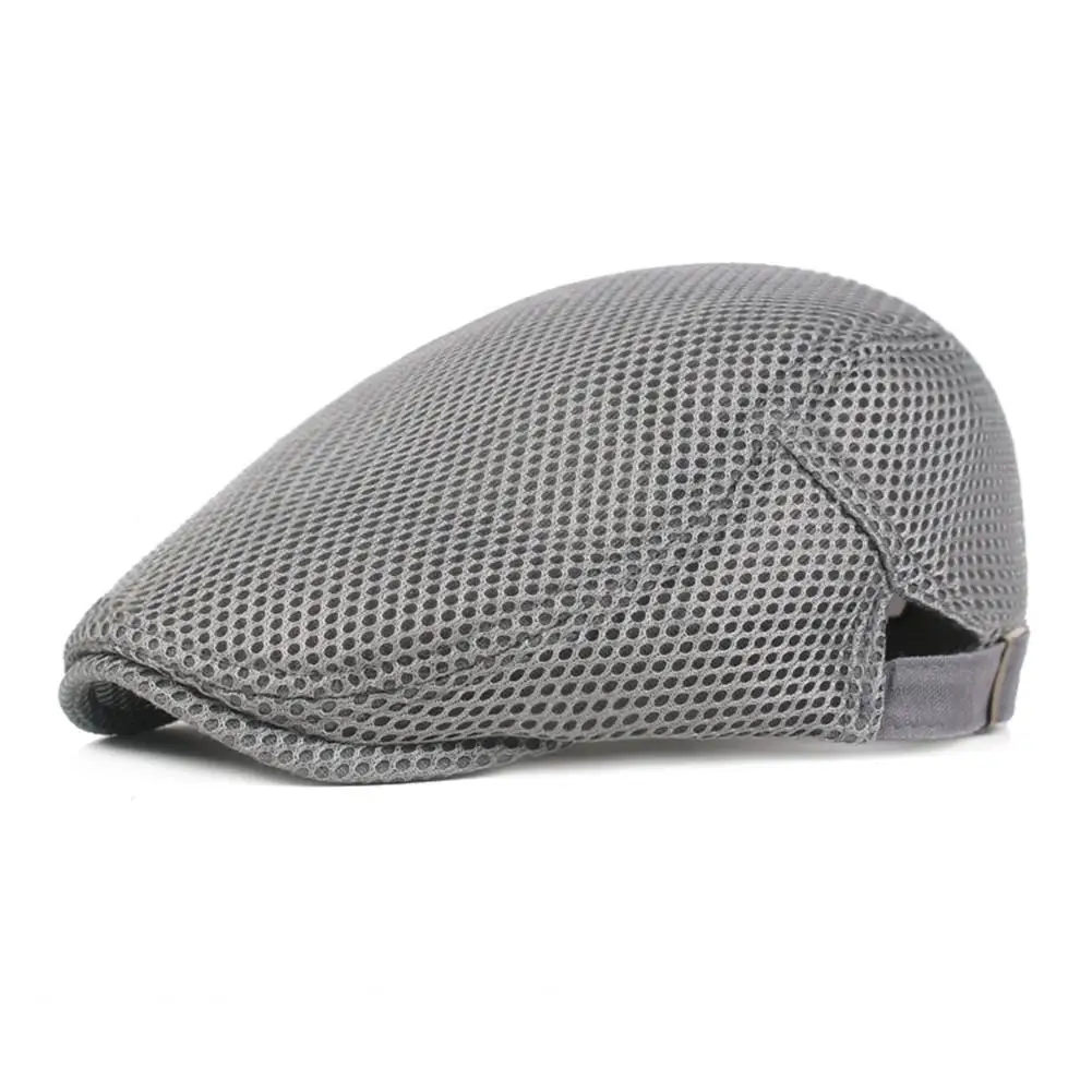 Light Gray Новинка весна лето Сетка Берет Шляпа Мужская бейсболка Остроконечные шапки дышащий Защита от солнца шелк для женщин регулируемые береты Boina - Цвет: Light Gray