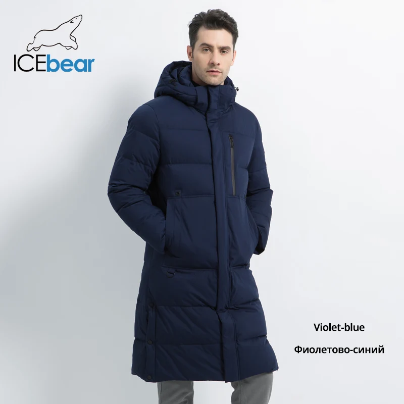 ICEbear2019 Новые мужские зимние куртки Длинные мужские пальто с молнией Куртка с капюшоном Мужское пальто высокого качества Мужская зимняя марка одежды MWD19913D - Цвет: M420