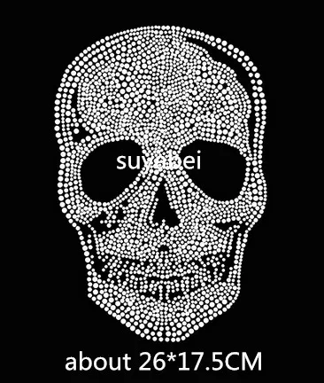 

2pc/lot Skull head hot fix rhinestone applique iron on applique patches iron on transfer rhinestone motifs