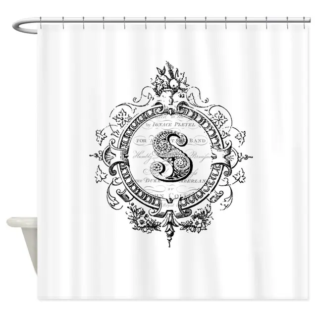 Modern Vintage Monogram Letter S Decorative Fabric Shower Curtain Modern Vintage Monogram Letter S Decorative Fabric Shower Curtain Bath Products Bathroom Decor With Hooks Waterproof