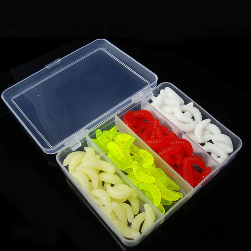 100PCS/Lot 2cm 0.5g fishing lure maggot Grub Soft Lure Baits smell Worms mixed color Fishing Lures Fishy Smell Pesca 100PCS/Lot 2cm 0.5g fishing lure maggot Grub Soft Lure Baits smell Worms mixed color Fishing Lures Fishy Smell Pesca