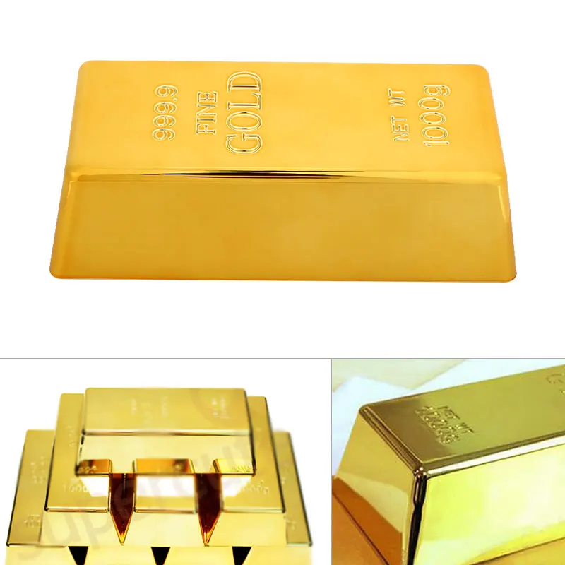 Solid Hollow Fake Gold Bar Paperweight Door Stop Gold Brick Simulation