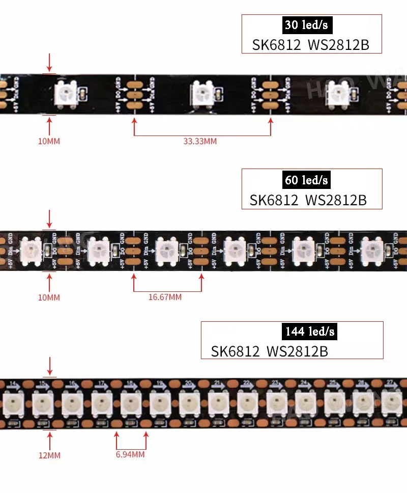 DC5V Светодиодные ленты WS2812B 30/60 пикселей/светодиодный s/М, 5 м IP30 IP65 IP67 черный/белый PCB адрес Смарт WS2812 IC WS2812 светодиодный световая полоса