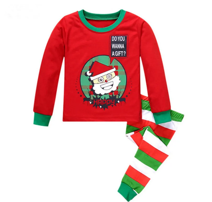 Новейший Рождественский детский Пижамный комплект для мальчиков и девочек, хлопковое Новогоднее ночное белье Детский Пижамный костюм хорошего качества с длинными рукавами DS15 - Цвет: 27