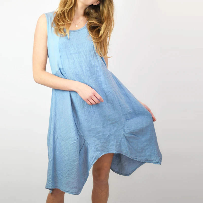 

2019 Summer Fashion ZANZEA Casual Solid Cotton Linen Party Vestido Women Sexy Sleeveless Strappy Loose Irregular Tank Vest Dress