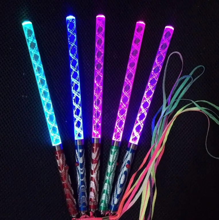Poen 4 pcs light up wand magic wand spinning toy magic princess sensory toys led flashing magic toys for valentines day twirling show