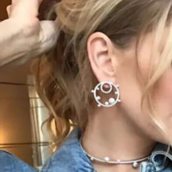 

34mm x 30mm Mother of pearl Fashion Colorful Cubic Zirconia Brand Stud Earrings for Women and Girl