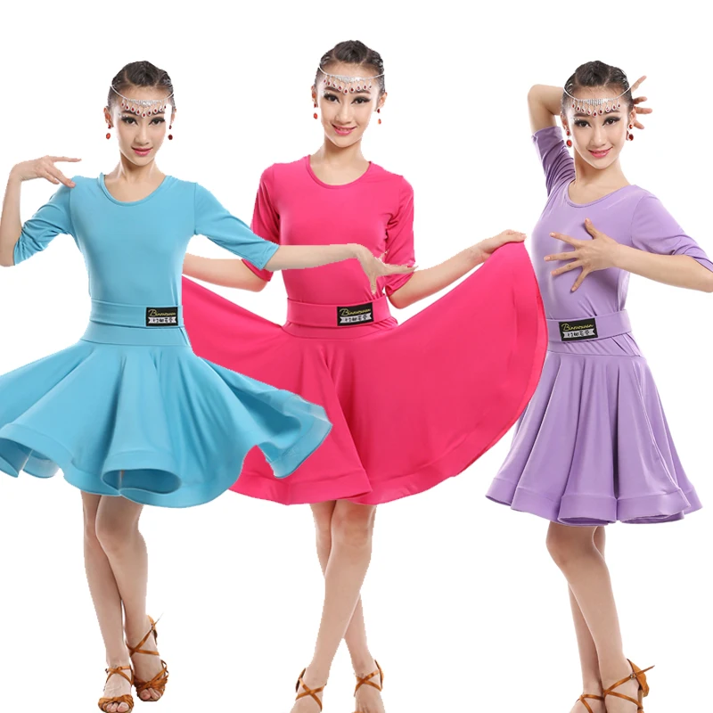 Costume Danse Latine Fille - Haut Paillettes + Jupe Short, Taille Élastique, 4-16 Ans