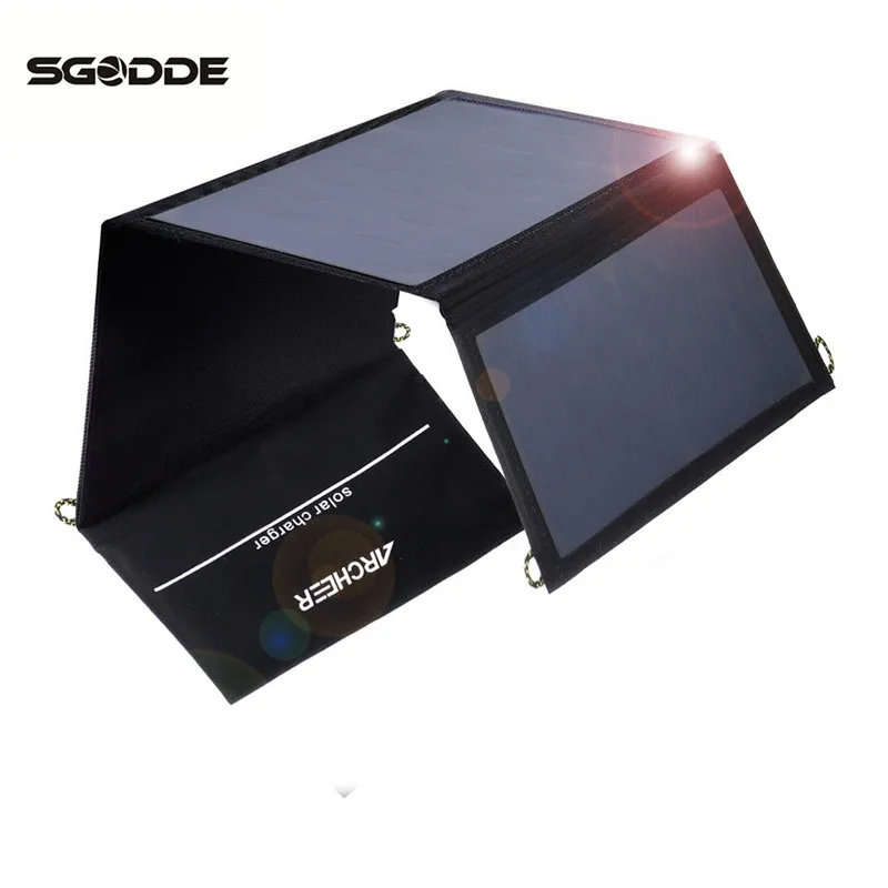 

SGODDE Solar Panel 5V 21W USB Output Mono Cell Foldable Solar Power Charger for Smartphone with Power Bank Holder Outdoor Tool