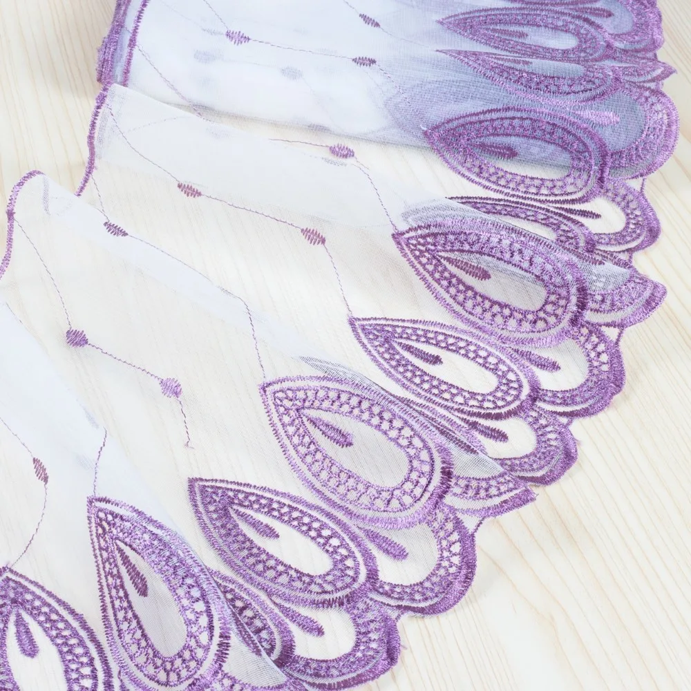 

26cm Wide Exquisite Phoenix Feather Embroidered Fine Lace Fabric Costume Curtain Edge Decoration Handmade DIY Skirt Bag Sewing