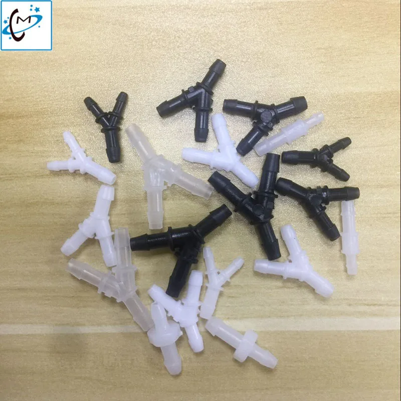 

20pcs/lot Plastic ink tube connector solvent printer hose tube connector 4X3mm to 3X2mm Mutoh Roland Mimaki Y shaped connectors