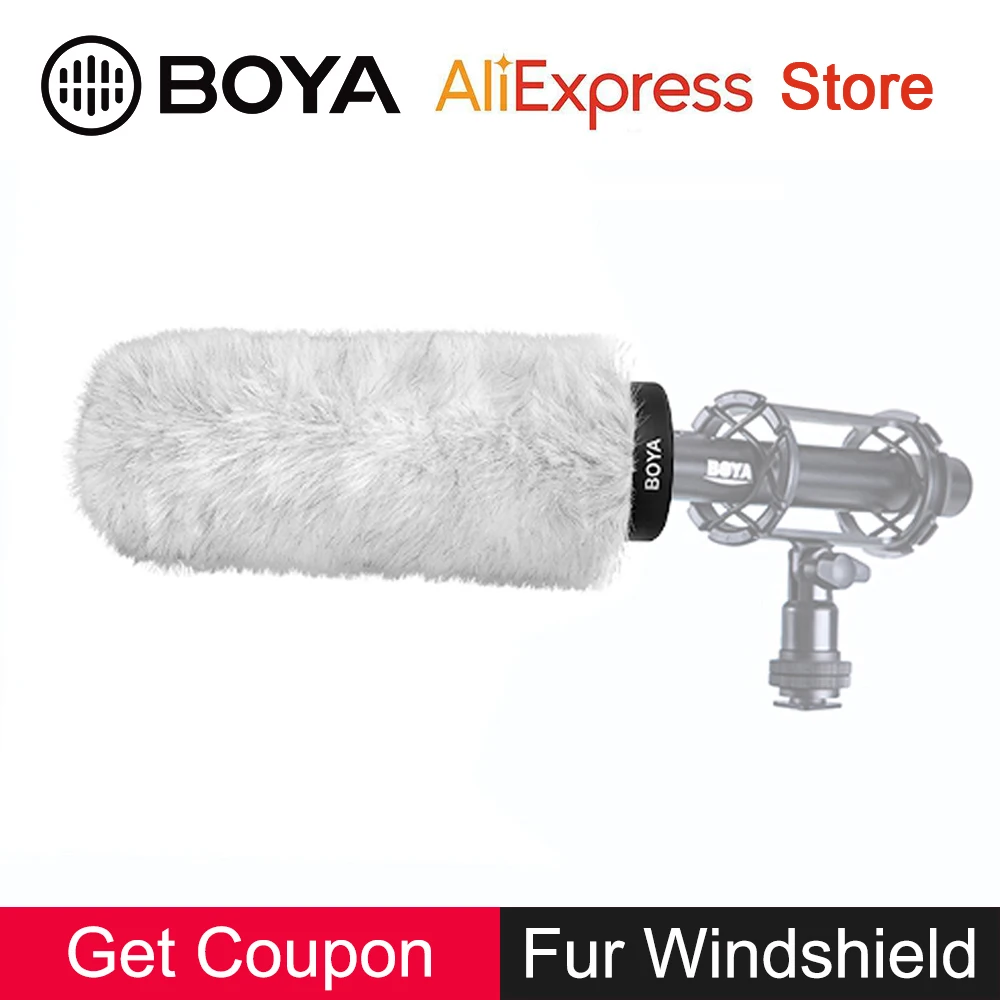 

BOYA Microphone Windshield Furry Windscreen Muff Shield Cover for Sony Sennheiser Audio-Technica Neumann Outdoor Interview Mic