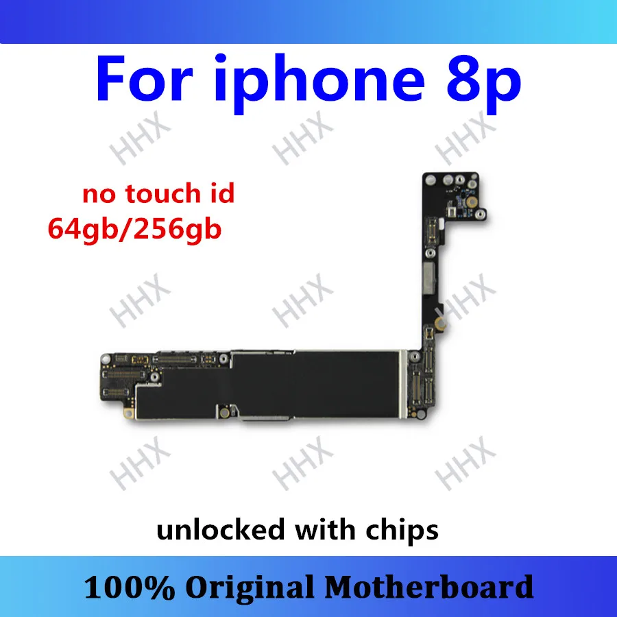 

For iphone 8p 8plus motherboard without touch ID mainboard for iphone 8p no icloud IOS 64GB/256GB Original panel no fingerprint