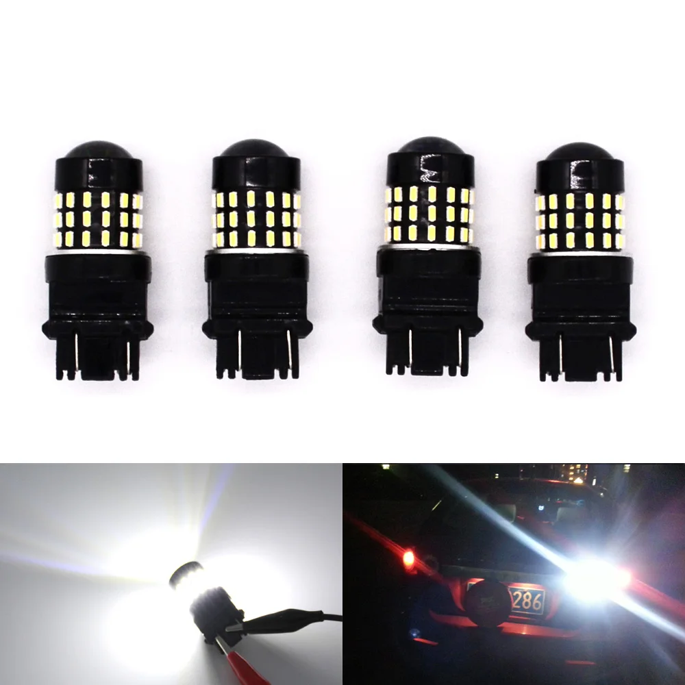 

4PCS 4pcs Super Bright White 3157 LED Bulbs 3014 54SMD Replacement Bulbs Turn Brake Signal Tail Back Up Stop Parking LED Ampul
