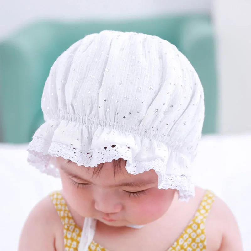 

Fashion Newborn Baby Girls Boys Bucket Hat Baby Lace Solid Star Prints Hat Spring Autumn Tie Hat Infant Outdoor Bucket Hat