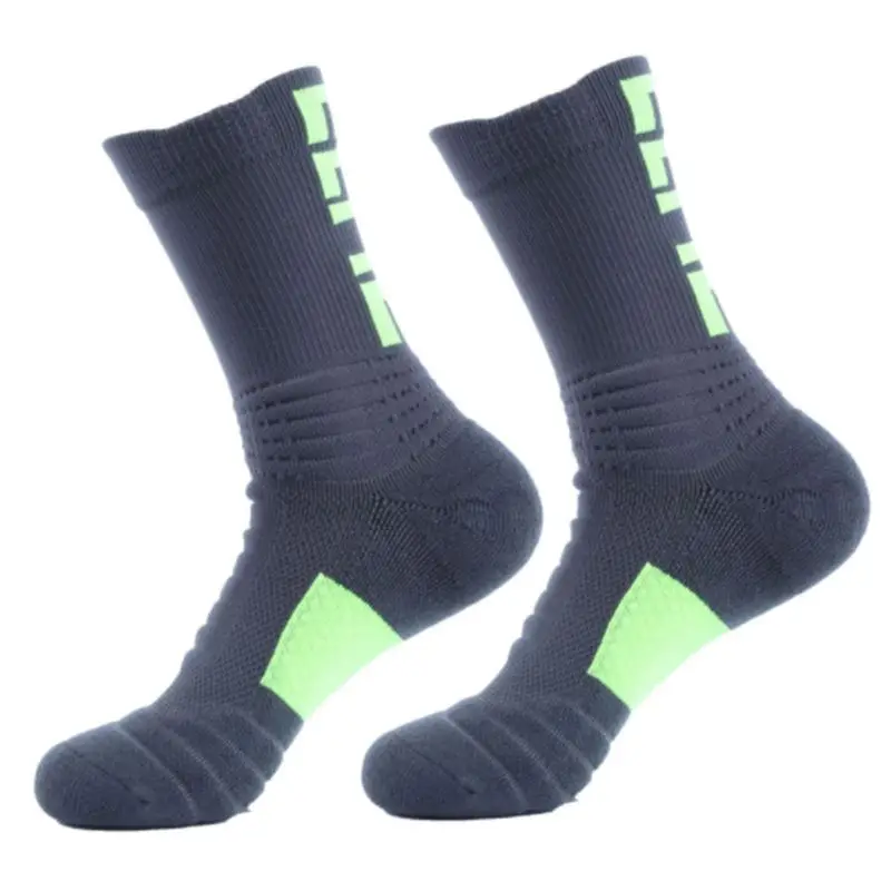 

Mens Thickened Cushion Towel Basketball Athletic Crew Socks Fashion Letters Breathable Non-Slip Shockproof Outdoor Sport Hosiery
