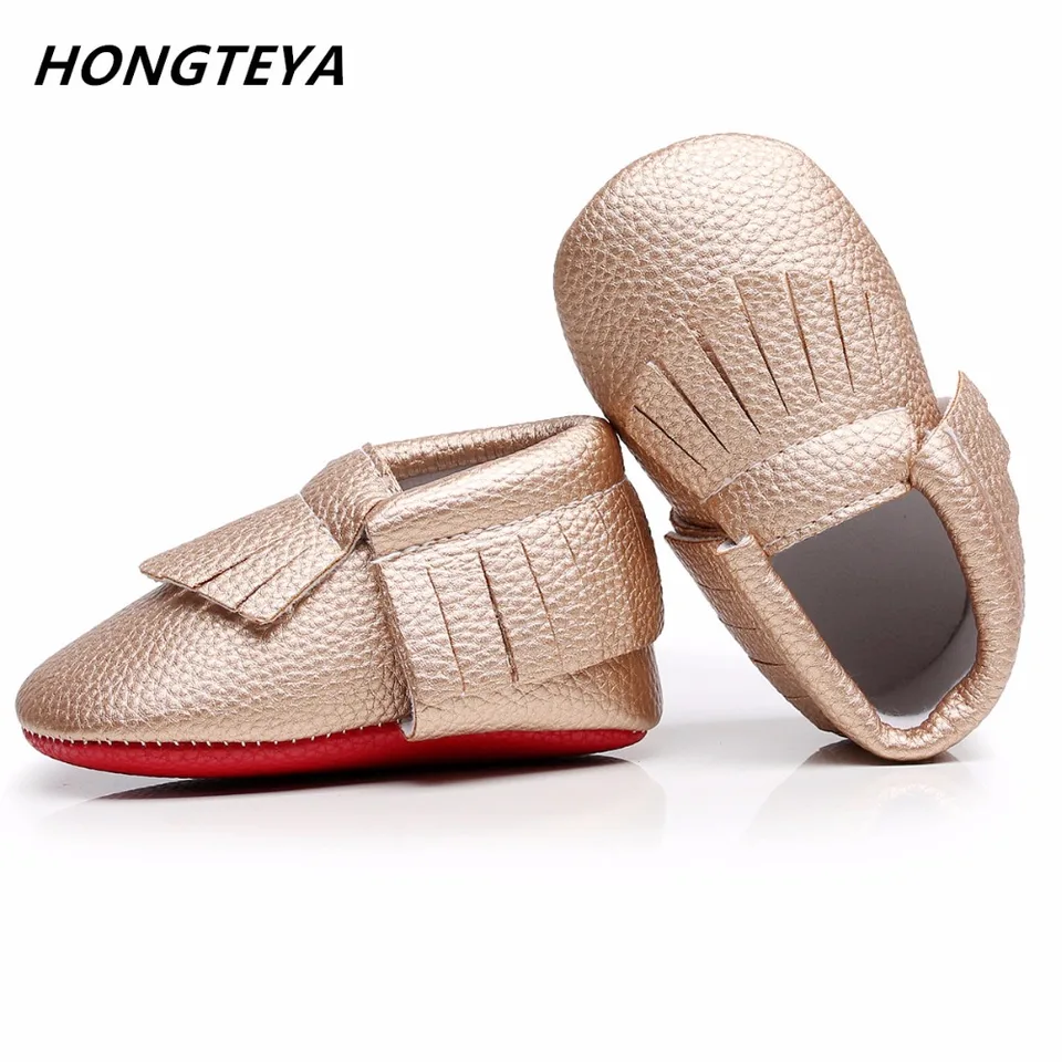 red bottom baby moccasins