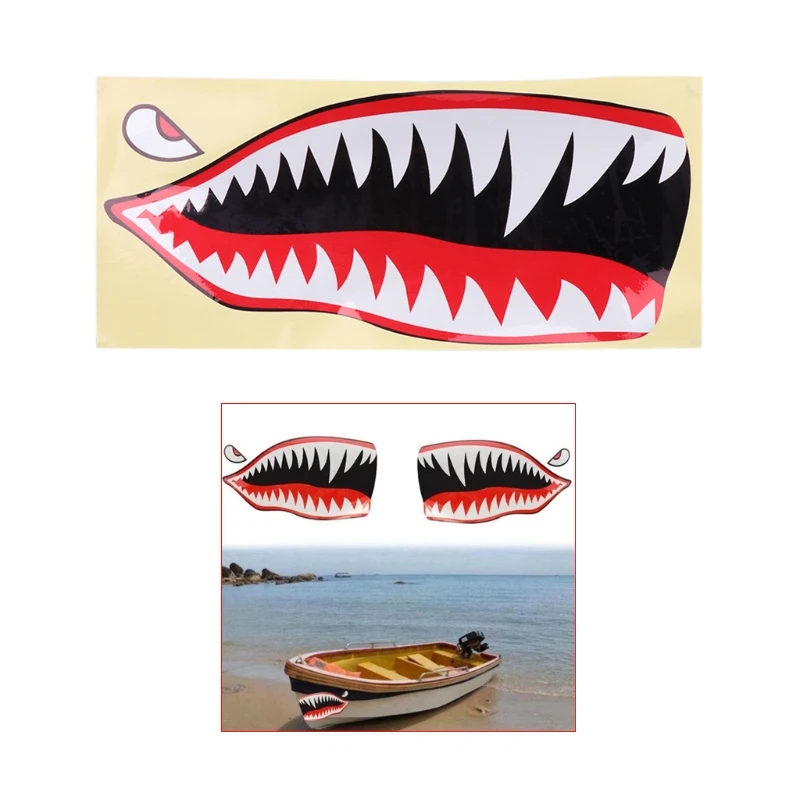 Fashion New 2 Pcs Flying Tigers Shark Teeth A-10 Warthog Decals Auto Car Body Stickers Warhawk Fighter Jet High Quality 10166