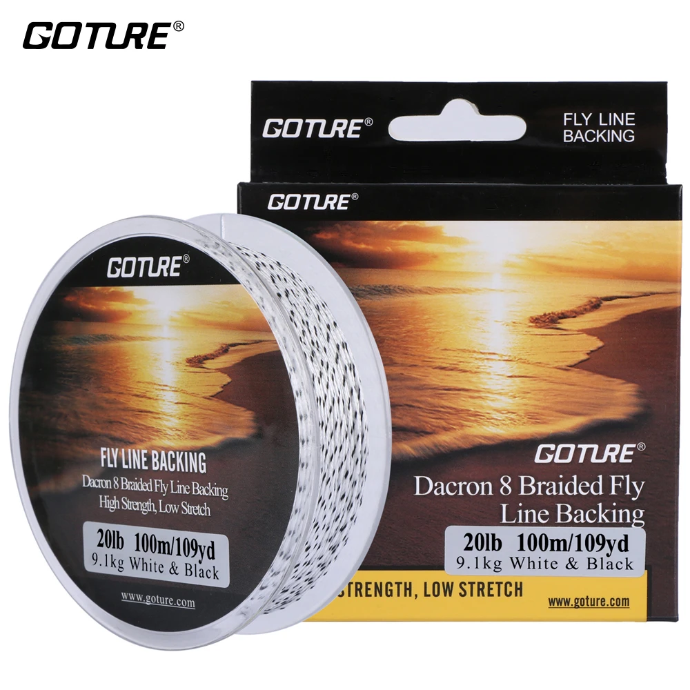 

Goture 100M/109Yrd Fishing Line 8 Strands Fly Fishing Backing Line 20LB/30LB Dacron Braided Line Low Stretch