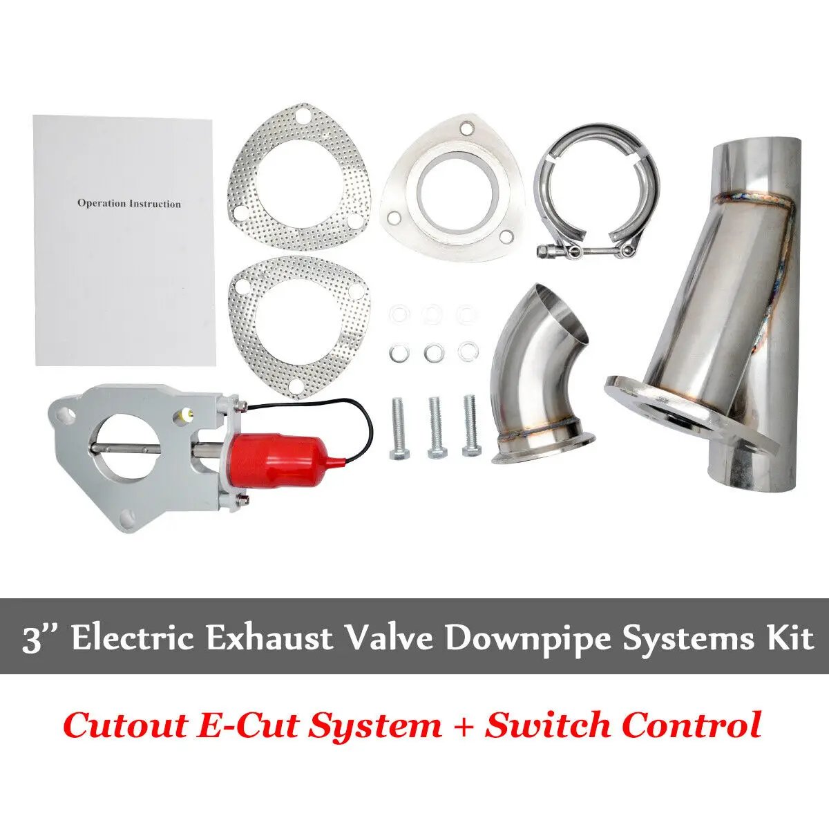 

Set 3" Electric Exhaust System Catback Valve Kit w/Remote Control Manual Switch