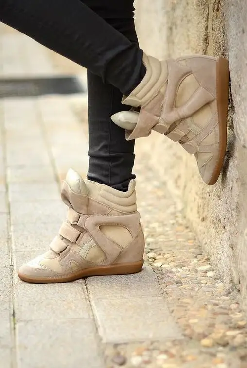 

Fashion Patchwork Wedges Women casual Height Increasing Spring Casual Shoes casual Mtorcycle Boots B135